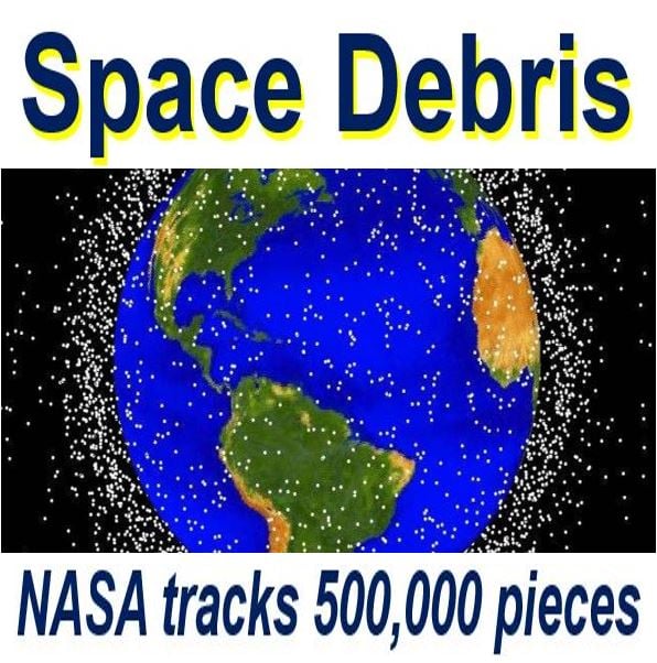 Space debris orbiting Earth
