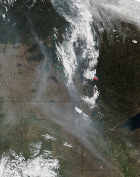 Suomi NPP satellite image of wildfire in Canada