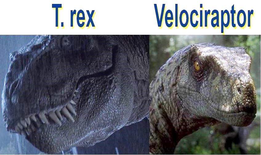 T rex no lips and velociraptor lips