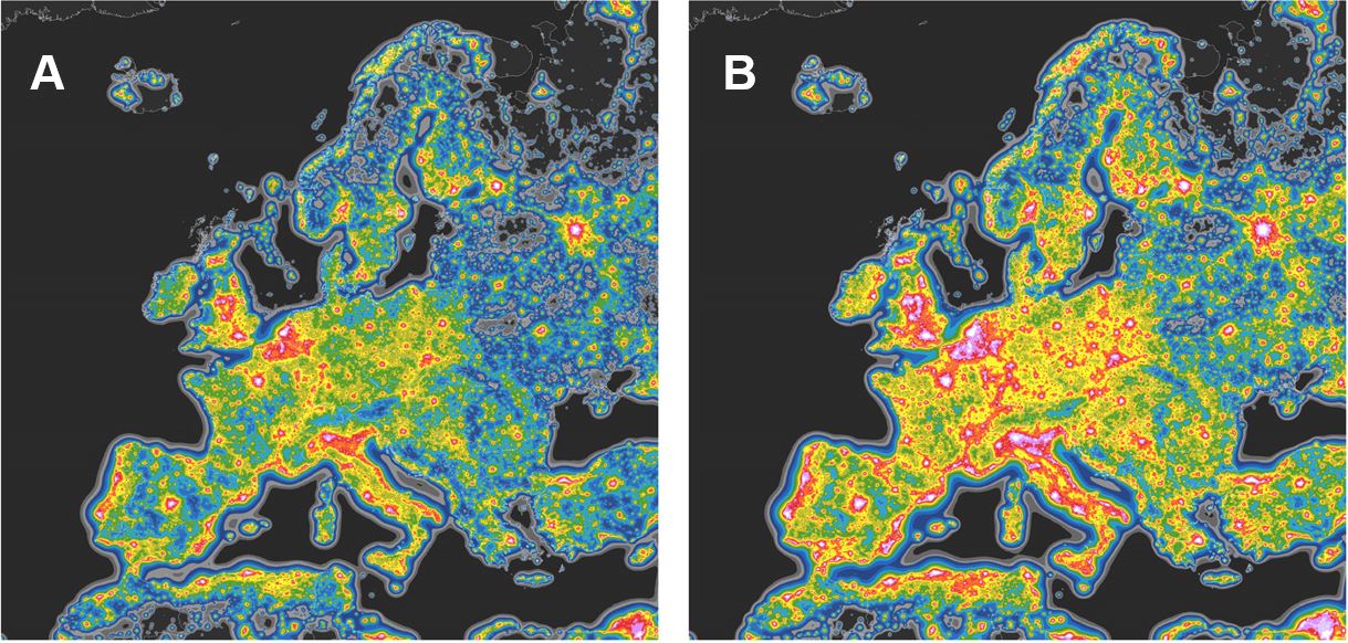 European Night Sky light pollution