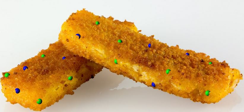Fish fingers with microbeads