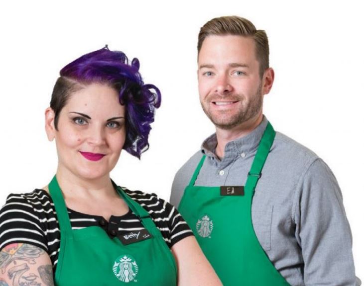Starbucks partners with own hairtyles and shirts