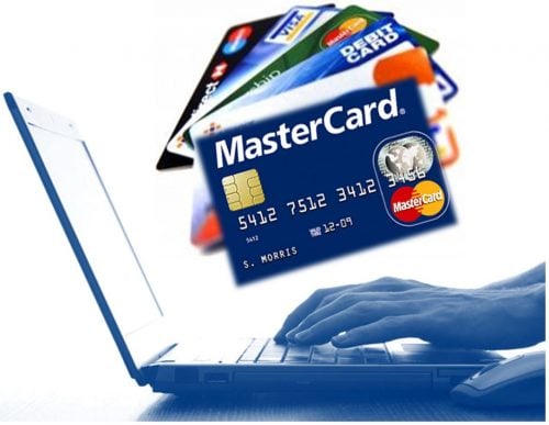 laptop and payment cards