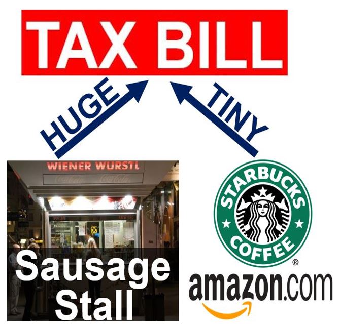 Sausage stalls Starbucks Amazon tax bills