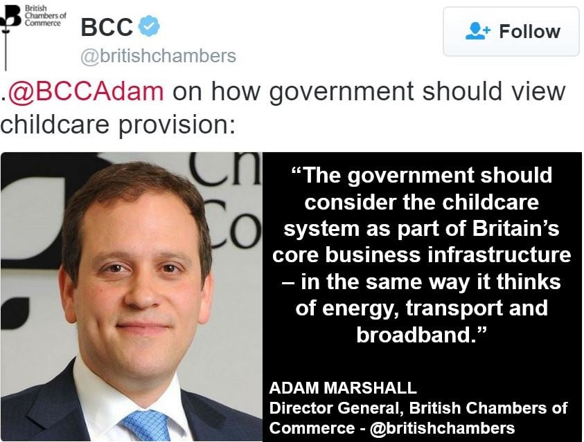 Childcare costs British Chambers of Commerce opinion