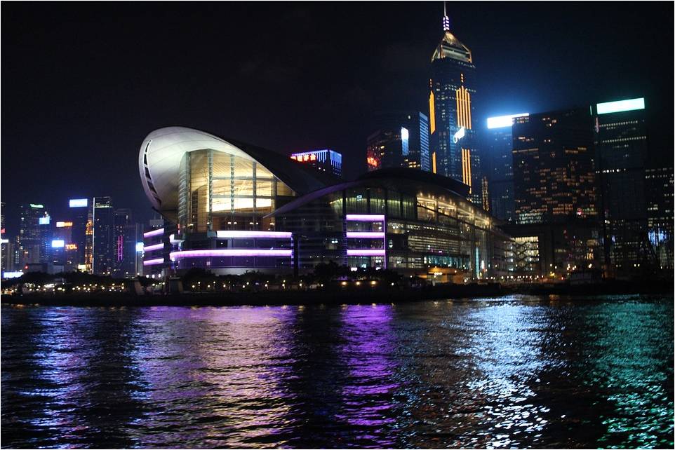 Hong Kong's financial services sector Central night view