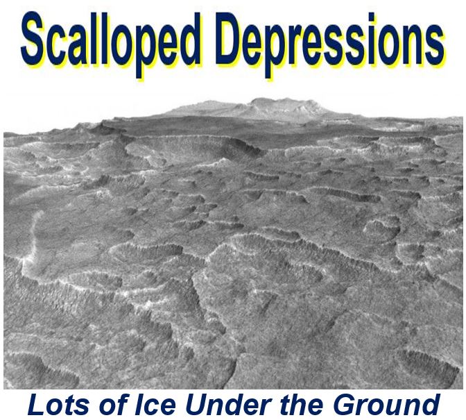 Scalloped depressions with a major ice deposit underneath