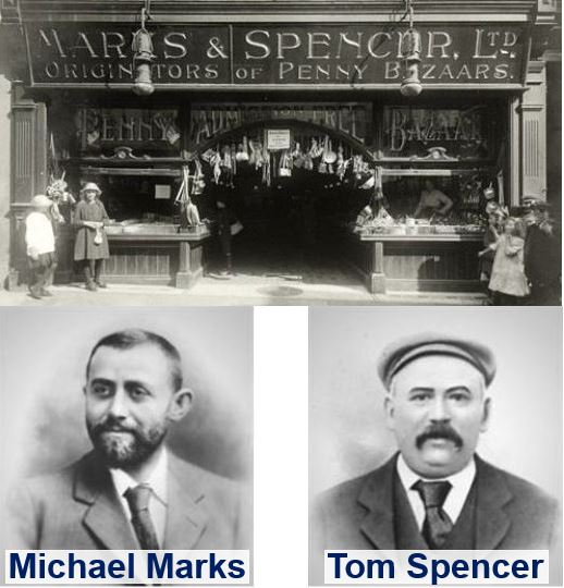 The first Marks and Spencer shop and its founders