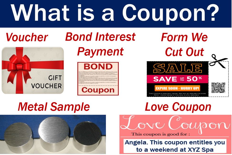 Coupon - image with five definitions