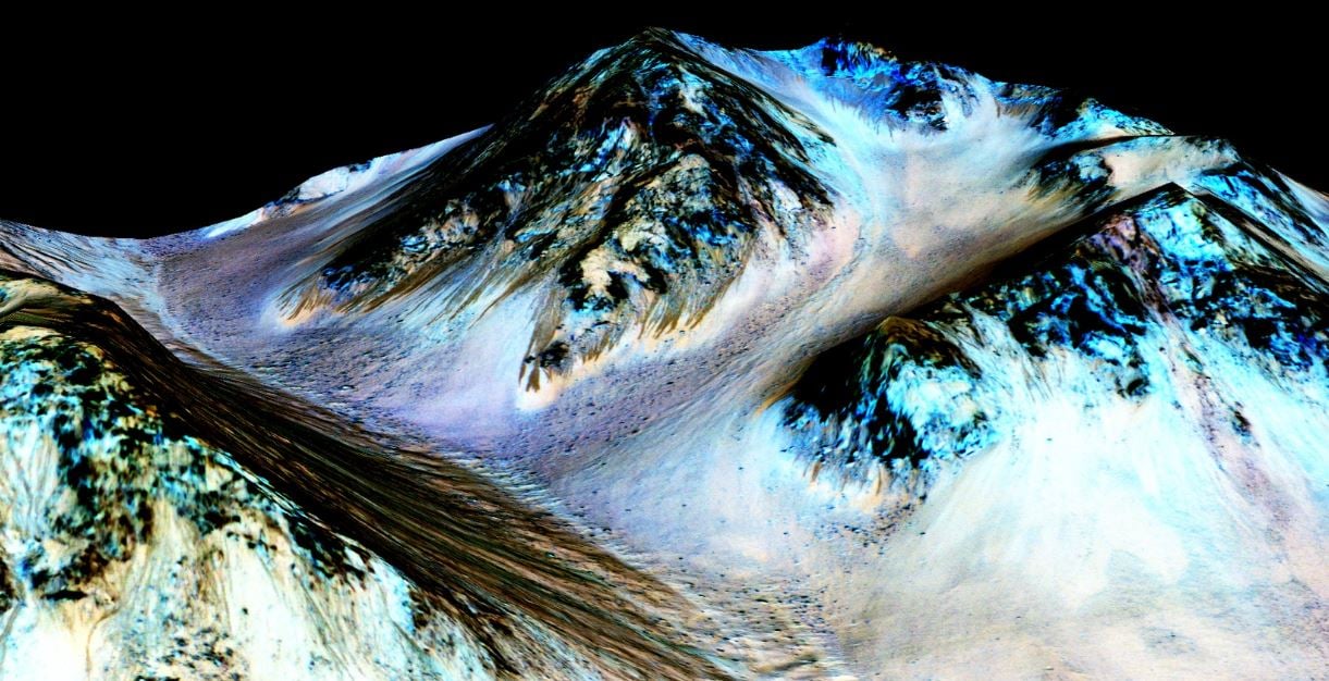 Mars mountains and water