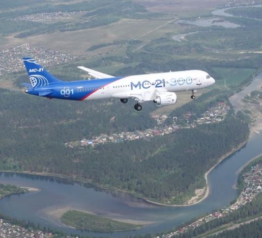 MC-21-300 in the air on its maiden flight