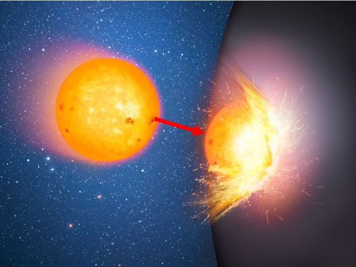 Star smashes into massive sphere