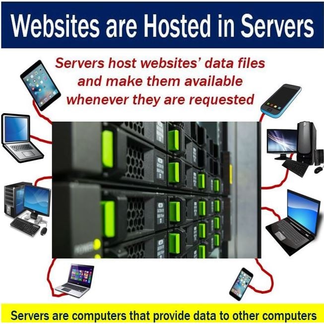 Servers host all the files and data of websites