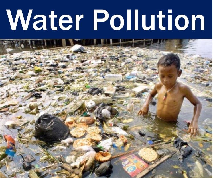 Water pollution - child in filthy water