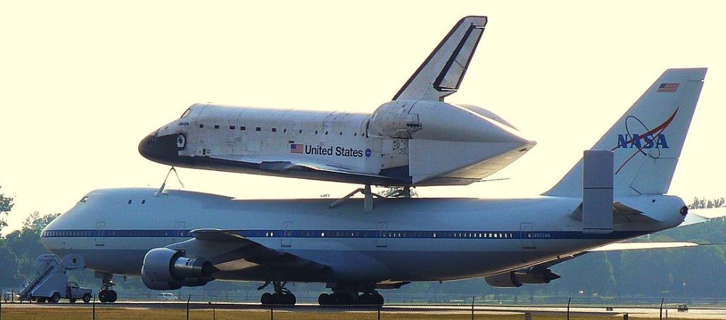 Wide-body aircraft carrying the space shuttle