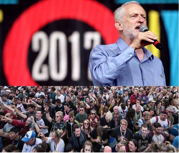 Jeremy Corbyn at the Glastonbury Festival