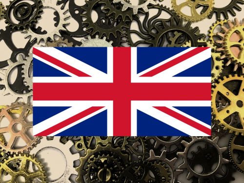 UK manufacturing - flag cogs gears
