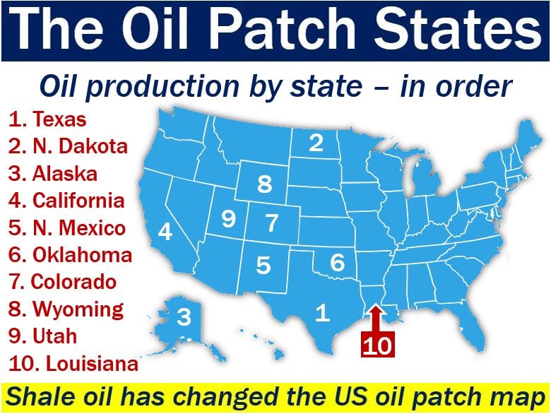 Oil patch states - map