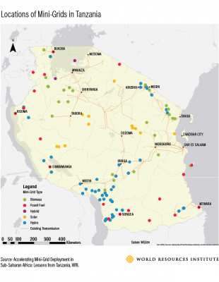 Minigrids in Tanzania - location map
