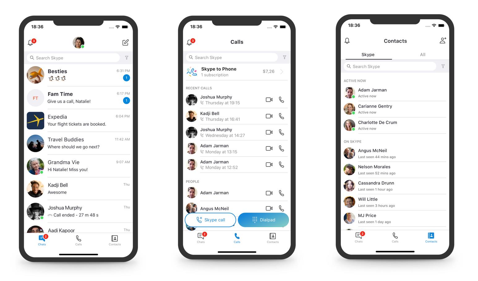 Skype mobile app UI redesign