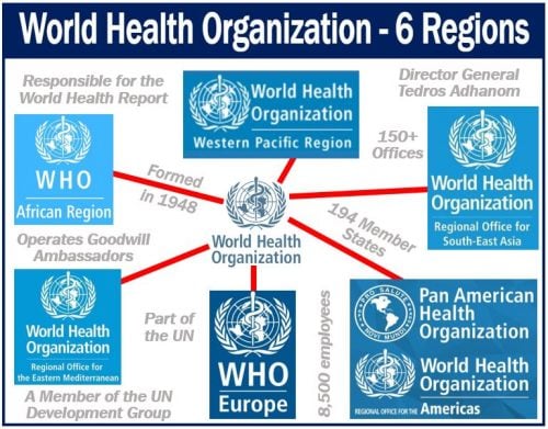 World Health Organization or WHO - six regions