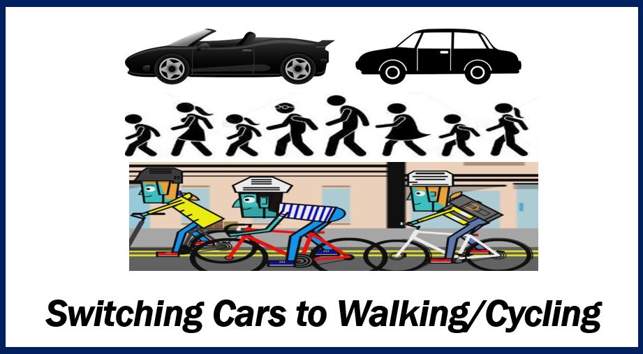 Cars on foot and cycling