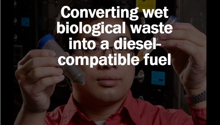 Converting wet biological waste into a fuel we can mix with diesel