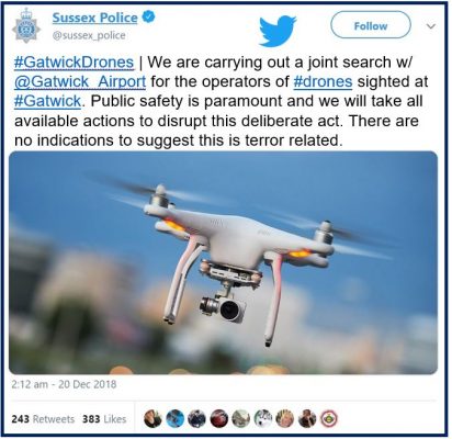Gatwick airport drone - Sussex Police