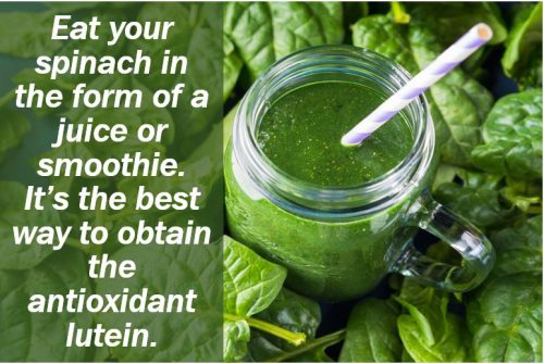 Most lutein in spinach