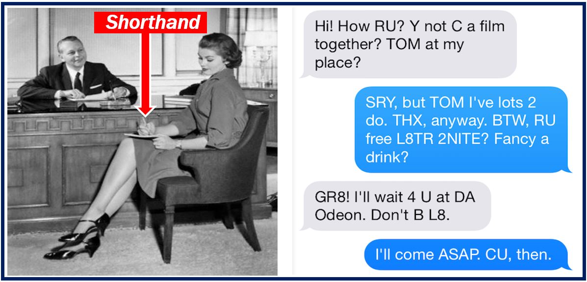 Texting today vs shorthand before