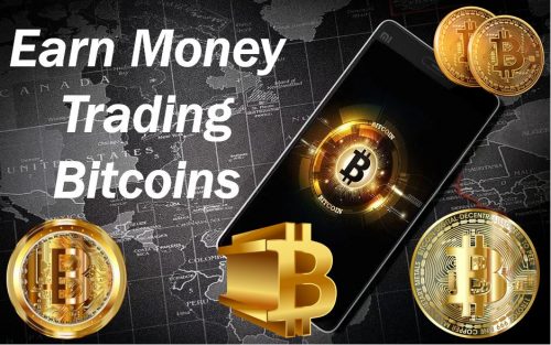 How to trade Bitcoins to earn profit - image of map and many bitcoins