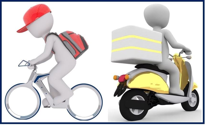 Cartoon of person on bicycle - perfect vehicle for your courier startup article