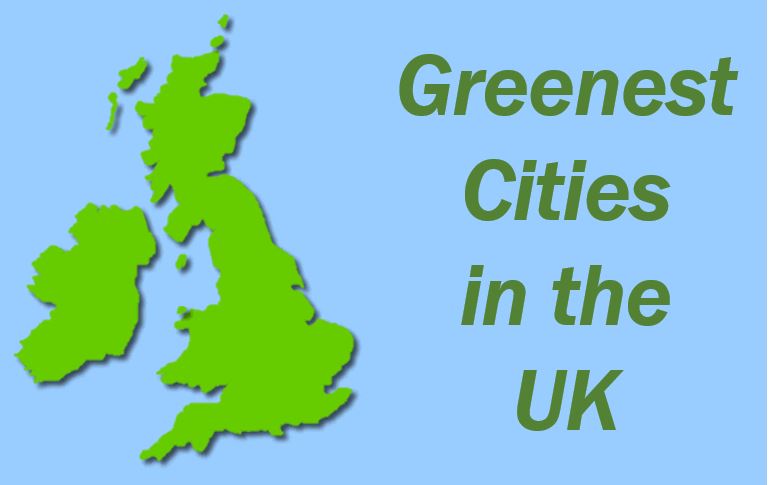 Greenest cities in the UK image of UK map
