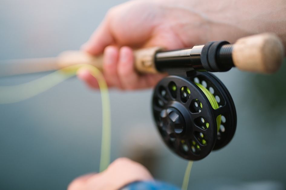 Person holding a rod and reel