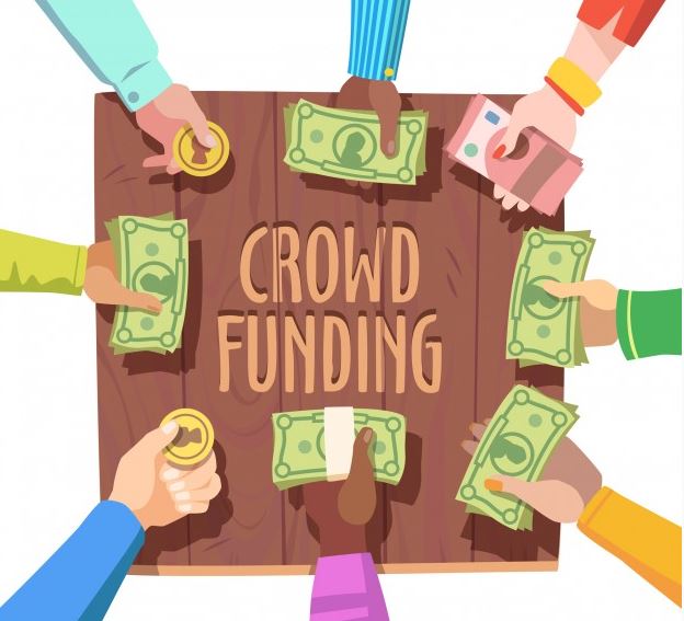 Crowdfunding - people placing money on a table - image for article