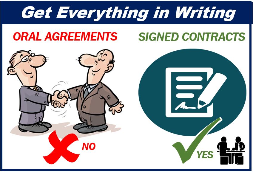 Signed contract - oral agreement - in writing image 494949