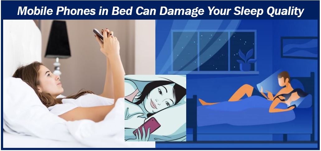 Mobile phone in bed ruins a good nights sleep - image for article - smartphone in bed