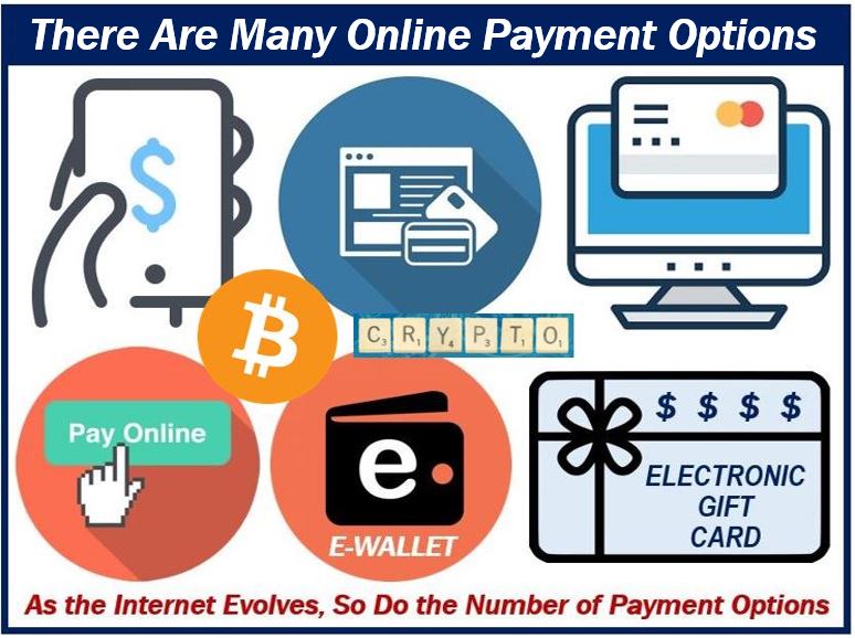 Many online payment options - online shopping - e-commerce - paying online