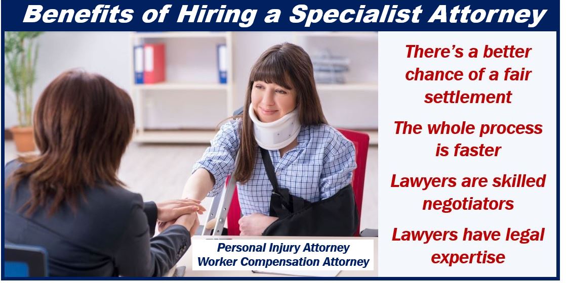 Workers' compensation attorney image talking to client