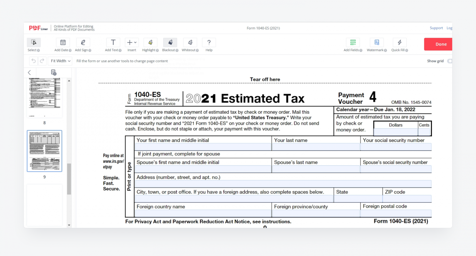 How to Fill Out Form 1040ES Step by Step