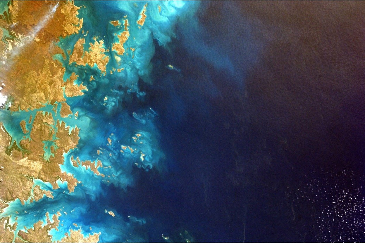 Satellite image of land and sea