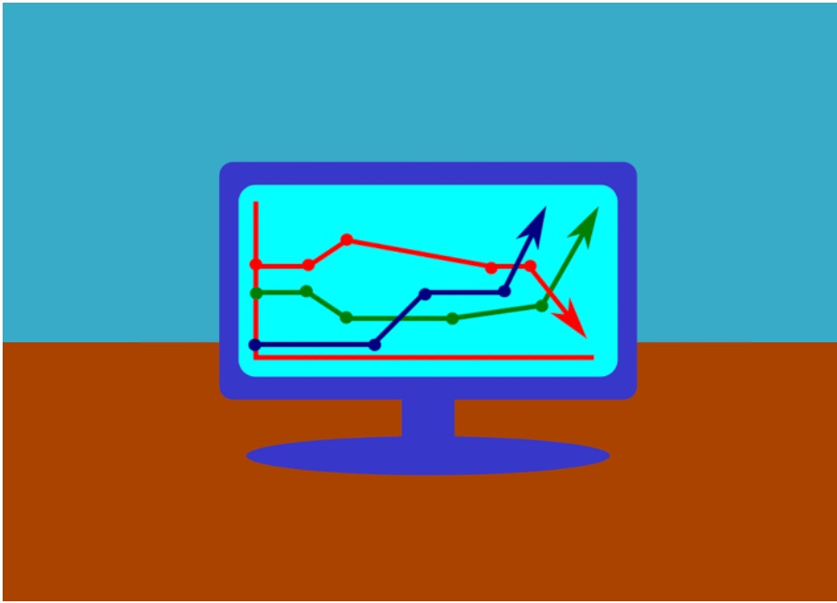 Computer monitor displaying a graph