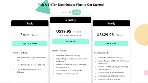 Subscription Plans Available to Subscribe VideoHunter TikTok Downloader