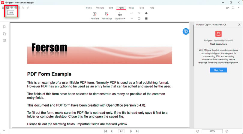 Save the Signed PDF from PDFgear Desktop