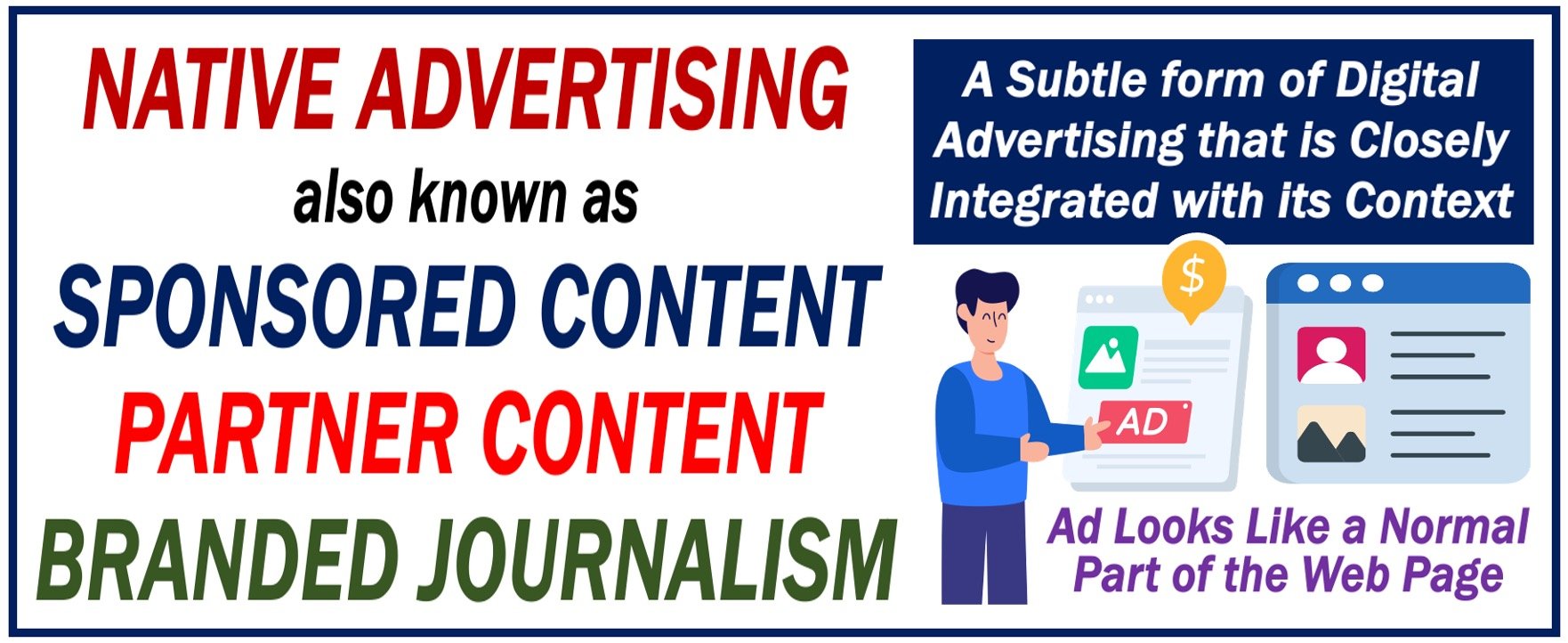 Image explaining native advertising plus some synonyms