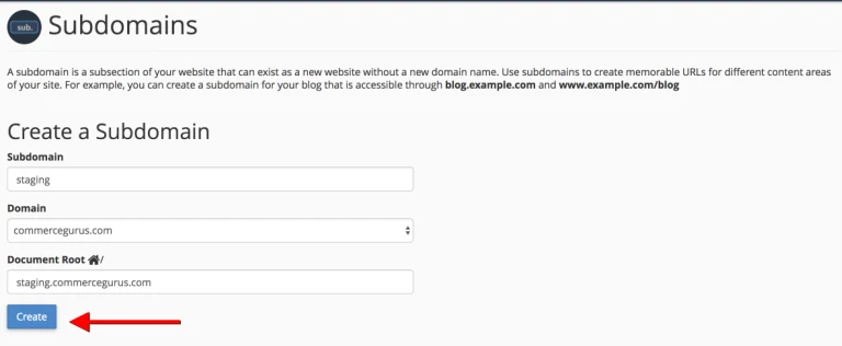 create subdomain