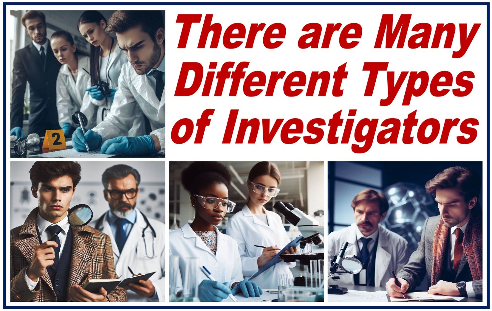 Four images showing different types of investigators
