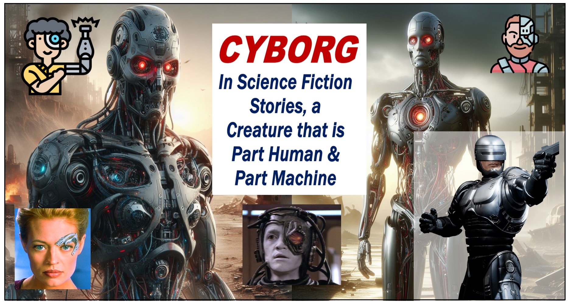 Several images of cyborgs plus a definition.
