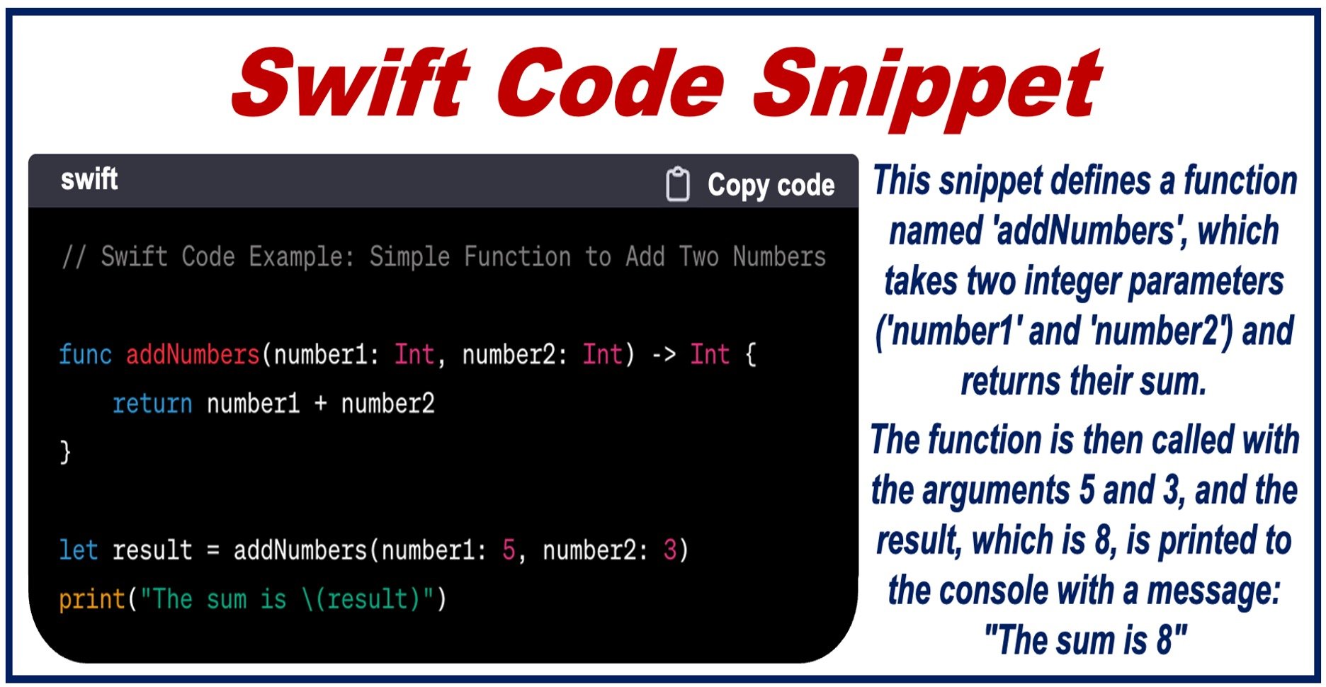 Swift Code Snippet and explanation
