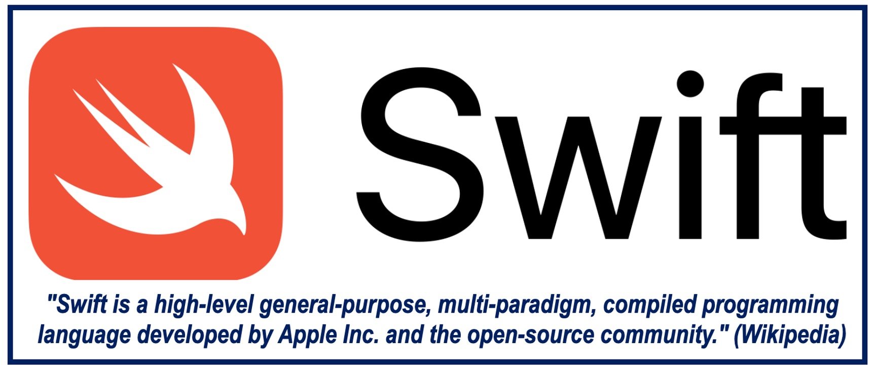 Swift programming language logo and description of the language